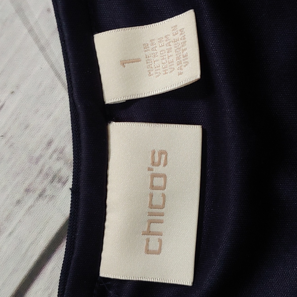 Chico's Dark Blue A-Line‎ Maxi Skirt with Raw Sharkbite Hem - Picture 5 of 8